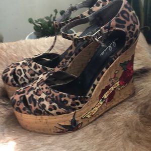 Ellie leopard wedges